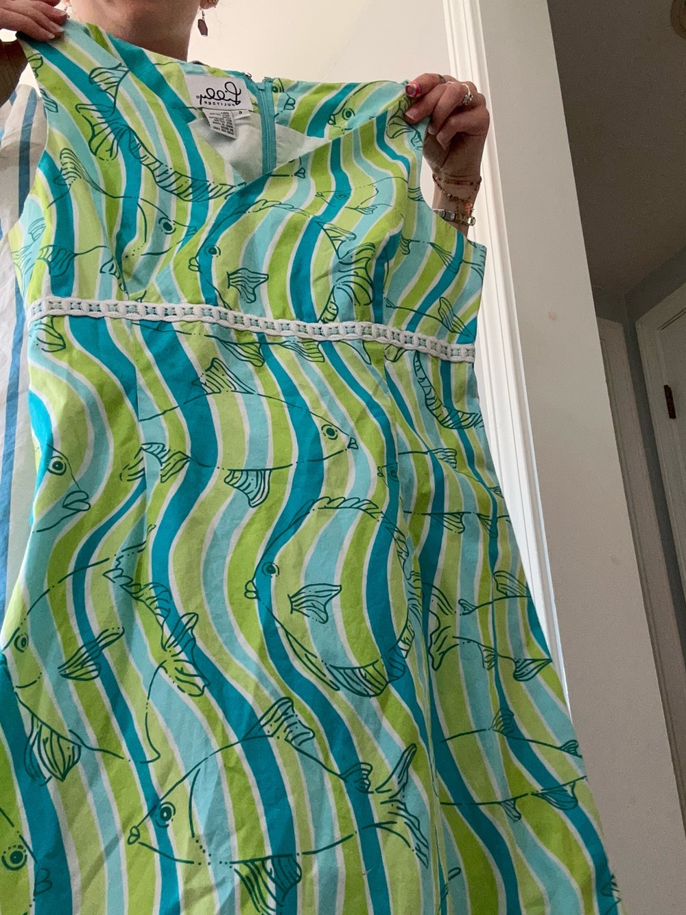 Lilly Pulitzer Teal and Lime Tropical Zip-Back Dress